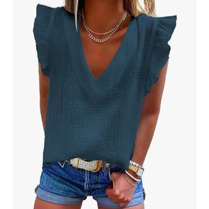 Dokotoo Womens Ladies Cute V Neck Tanks Tops Dressy Casual Elegant Ruffle Sleeveless Shirts Loose Summer Blouses Tank Top for Women Fashion 2026 M