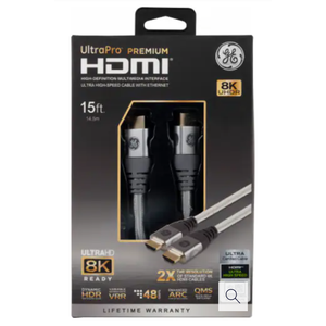 GE UltraPro™ High-Speed HDMI Cable with Ethernet, 15ft, 8K UHDR