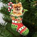 4 x Pomeranian Dog Christmas Ornament  Flat Acrylic Cute Stocking Stuffer with Candy Cane for Holiday Dcor - 2025 Pomeranian Dog Christmas Tree Hanging Ornament
