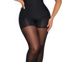 SHAPELLX Full Body Shapewear for Women Footless Pantyhose Faja Body Shaper Tummy Control V-Neck Bodysuit Black Large