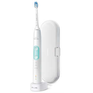 Philips Sonicare ProtectiveClean 5100 Rechargeable Electric Toothbrush, with Pressure Sensor, 3 Cleaning Modes, SmarTimer and QuadPacer, 14-Day Battery Life, Travel Case, White, Model HX6857/11