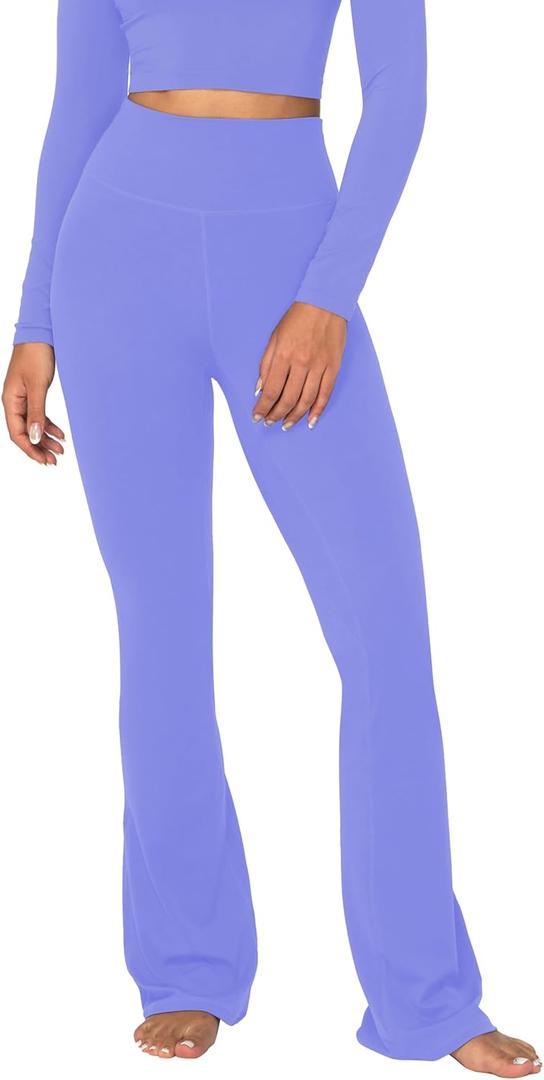 Sunzel Mini Flare Leggings for Women, High Waist Yoga Pants with Tummy Control, Casual Gym Workout Bootcut Leggings (Blue)