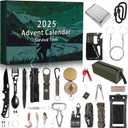 2025 Survival Kit Advent Calendar for Men - 24 Days of Premium Outdoor Tools & Emergency Gear,Ultimate Christmas Countdown Gift for Dad, Husband, Teen Boys for Camping, Hiking, Fishing