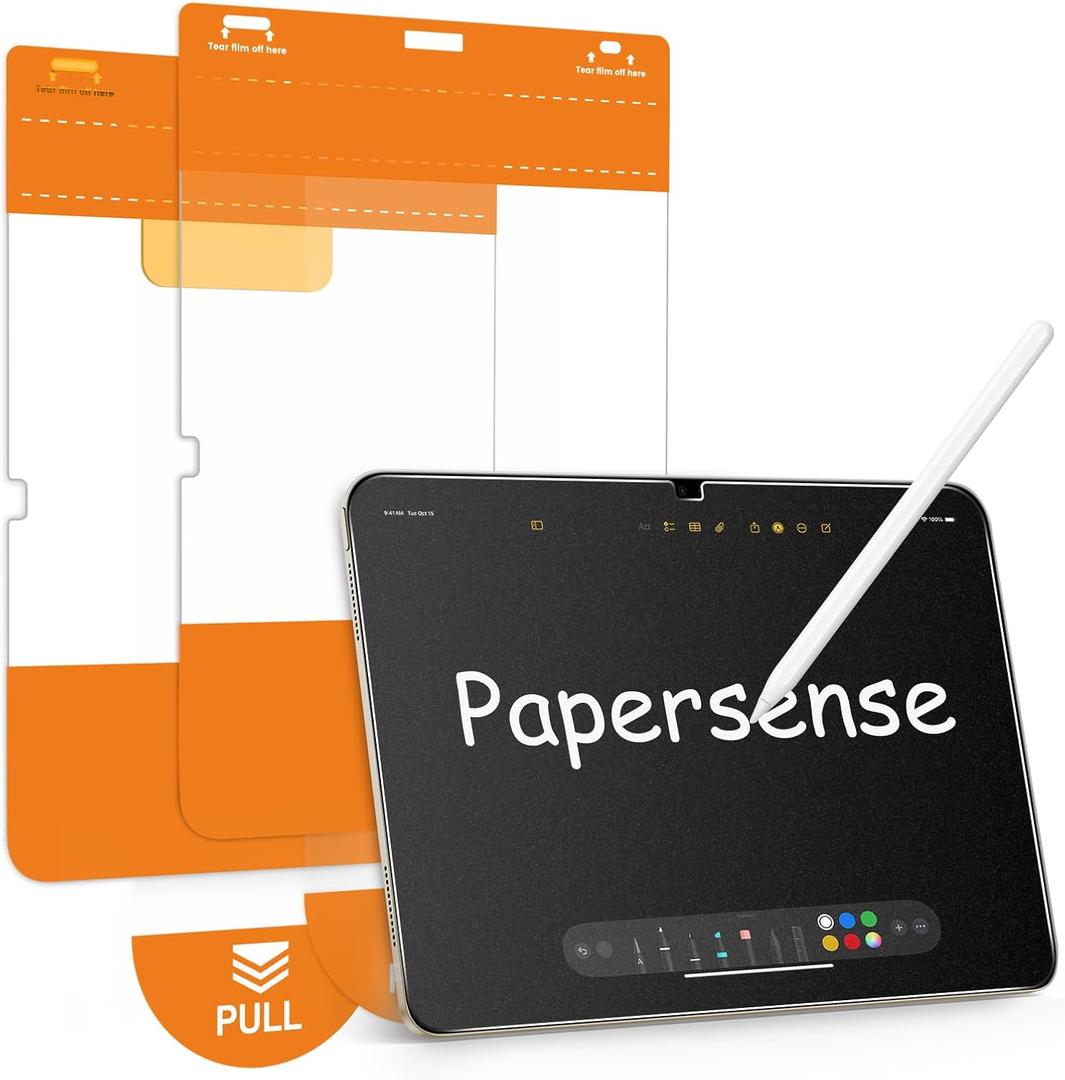 OMOTON PAPERSENSE Matte Screen Protector for iPad A16 11th 11 Inch 2025/10th Gen 10.9 Inch 2022, Paper-layer Tempered Glass with Easy Dust-free Install Tray, Apple Pencil Support, Anti-glare, 2 Pack