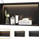 Matte Black LED Shower Niche,24"X12" Bathroom Wall Niche,with 3-Color COB LED Strip Light Stainless Steel Recessed Wall Cabinet,Waterproof No Tile Need for Shower Storage, 24x12in