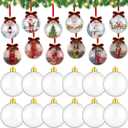 Vercraft 12 Pieces Christmas Photo Ornament Balls Round Clear Hanging Photo Frame Ornaments Christmas Plastic Fillable Picture Holder for DIY Personalized Family Picture Baubles for Xmas Tree Decor