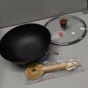 WANGYUANJI 9.5 Inch Small Cast Iron Wok with Lid - Handcrafted Tortoise Shell Texture Uncoated Stir Fry Pan, Flat Bottom Wok for Electric, Induction & Gas Stoves, 2.5 Quart (Requires Seasoning)