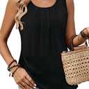 onlypuff Womens Tank Tops Sleeveless Pleated Crew Neck Shirts Dressy Casual Work Cami Blouse (XXL)