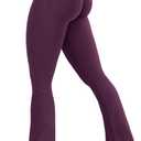 VOYJOY Women Mini Flared Leggings Hidden Scrunch Gym Pants Impact Seamless Workout Butt Lift Compression Flare Bootcut (Small, Black Cherry)