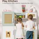 Babytronic Wooden Kitchen Playset for Kids, Pink Pretend Play Kitchen with Lights & Sounds, Retro Style Toy Kitchen for Toddlers Ages 3+, Wooden Play Kitchen Set with Realistic Design (Green)