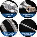 Spurtar 36" Braided Throttle Cable Kit, Compatible with 97-07 Chevrolet/Chevy LS1 Engine 4.8L 5.3L 5.7L 6.0L, 36in Accelerator Throttle Cable Repair Kit Stainless Steel Swap Fuel Line