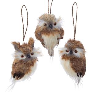 Kurt Adler - Brown Hanging Owl Ornaments, 3 Assorted