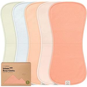 KeaBabies 5-Pack Organic Burp Cloths Baby Girl, Boy - Extra Large, Absorbent Baby Burp Cloths,Soft Burping Cloths for Babies,Newborn Burp Clothes,Cotton Burp Rags,Neutral Thick Burp Cloth (Flora Dew)
