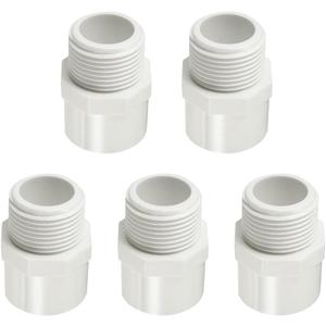 1-1/2" PVC Pipe Fitting Adapter Connector Union Coupling Schedule 40 (Slip Socket x NPT Male Pipe Thread), Pack of 5