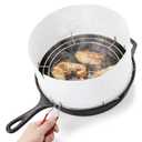 Acellegic Splatter Guard for Frying Pan – 10-13 Inch Pan Protector – Grease Splatter Screen Set with Chrome-plated Iron Frame & 2 White PP Sheets – Oil Splash Shield for Cooking & Frying