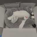 SNOWOLF Cute Long Cat Plush Body Pillow, Kawaii Cat Plushie Toys Cuddle Cartoon Stuffed Animals Soft Kitten Throw Pillow Doll Gift for Kids Girls Boys (27.5", Grey)