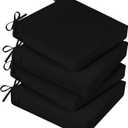 Basic Beyond Outdoor Chair Cushions for Patio Furniture, Waterproof Outdoor Seat Cushions Set of 4 19 x 19, Patio Chair Cushions Set of 4 with Ties and Handle, Black