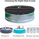 QH.HOME 8 ft Round Pool Cover,8ft Stock Tank Pool Cover - [Ultimate Windproof & Tear-Resistant Fabric], Blocks Leaves & Sun, Windproof Snug Fit with Drawstring & Weight Rings