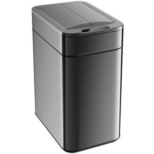 hOmeLabs - 13 Gallon Kitchen Trash Can - Retractable Automatic Sensor Butterfly Lid, Space-Saving Design, Easy to Clean, Battery-Operated with Batteries Included - Dark Stainless Steel