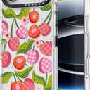 for iPhone Air Case Cute - Durable Shockproof 6.6 ft Drop Impact Phone Case - Funny Checkered Cherry Design for iPhone 17 Air (6.5") Clear
