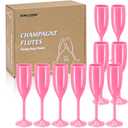 Champagne Flute Acrylic Champagne Glasses Wedding Toasting Champagne Flute Goblet Plastic Reusable Unbreakable Champagne Cups for Bachelorette Wedding Bridal Shower Party (Pink, 10)