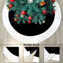 Black Christmas Tree Skirt Faux Fur Christmas Tree Skirt Black and White 48 Inch Neutral Soft Plush Xmas Trees Skirts Mat for Xmas Party Decorations New Year Holiday Home Ornaments
