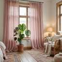 PONY DANCE Coral Pink Linen Curtains 96 inch Long, Pinch Pleated Farmhouse Light Filtering Curtain Drapes for Bedroom Living Room,Back Tab Boho Linen Textured with Hooks,40Wx96L,2 Panels Set