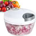 Ourokhome Manual Food Processor Vegetable Chopper, Portable Hand Pull String Garlic Mincer Onion Cutter for Veggies, Ginger, Fruits, Nuts, Herbs, etc., 500ml, White