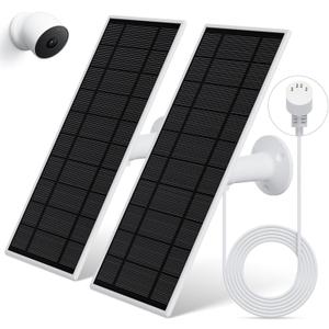 Solar Panel for Google Nest Camera, 2Pack Upgraded Solar Power Charger for Google Nest Cam Indoor & Outdoor(Battery Version), Flexible Solar Panels with IP65 Waterproof 13.1Ft Charging Cable