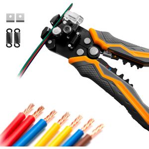 Automatic Wire Stripper, 3 in 1 Stripper/Cutter/Crimping Heavy Duty Multi-Function Tool for 8-18 AWG Electrical Wire, Comes with Replaceable Stainless Steel Blades & Springs, 8 Inch