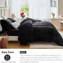MR&HM King Size Comforter Set Black, Reversible Satin Microfiber Comforter Set for All Seasons, 3 Pieces Non-Slip Silky Soft Bedding Sets with 1 Comforter (104"x90") and 2 Pillowcases (20"x36")