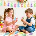 JULMELON 18Pcs Easter Hanging Rabbit Ornaments, 3 Styles Glitter Colorful Small Easter Bunny for Hanging Foam Bunny Ornaments for Easter Tree Spring Party Supplies Home DIY Decoration