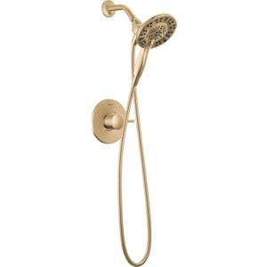 Delta Albion 14 Series Brushed Gold Shower Faucet Set with In2ition 2-in-1 Dual Shower Head with HandHeld Spray Combo, Valve Trim Kit, Champagne Bronze T142855-CZ-I (Valve Not Included)