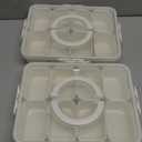 Mfacoy Snackle Box Container, 2 Pack Divided Serving Tray with Lid and Handle, Snack Box Charcuterie Container for Portable Snack Platters, Clear Organizer for Candy, Fruits, Travel, Party, Picnic, Milky Light