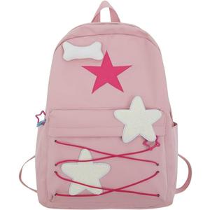 Preppy Backpack Cute Stars Pattern Korean Style Backpack Aesthetic College Backpack for Work Travel
