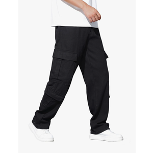 Baggy Denim Cargo Pants for Men with Pockets Mid Weight Wide Leg Hip Hop Skater Jeans Streetwear XL