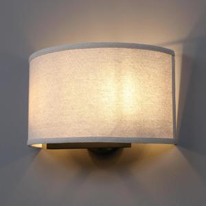Yosoan Linen Wall Sconce Indoor Fabric Bedside Light Fixture, 2-Light Dual Vintage Industrial Hardwired Half Moon Wall Lighting Semicircle Textile Shade for Bedroom Living Room Corridor Study