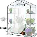 Quictent Greenhouse for Outdoors, Mini Walk-in Portable Flower Garden Plant Kit Outside, Heavy Duty 3 Tiers 4 Shelves Steel Frame & Durable Cover W/ Screen Door, 4.7x2.4x6.4 FT, Clear