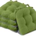 Basic Beyond Chair Cushions for Dining Chairs 4 Pack, Chair Cushion with Ties and Non Slip Backing, 15.5 x 15.5 inches Tufted Chair Pads for Dining Chairs(Grass Green)