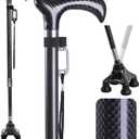 Carbon Fiber Walking Cane for Men and Women - 10 Height-Adjustable, Cane for Seniors Balance, Carbon Fiber Cane Ultralight 0.55 lb, Black Matte, 350 lbs Capacity(Black), One Size