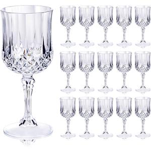 Ciaell 24PCS Plastic Glasses - 7 Oz Plastic Goblets for Party - Clear Vintage Drinking Glasses - Disposable Water Goblets Set for Wedding, Bar, Beer, Juice, Cocktail, Whiskey