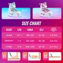 Adjustable Ice Skates for Kids Girls Boys, 4 Size Adjustable Beginner Ice Hockey Skates for Youths Teen, Warm Ice Skating Shoes with Electroplated Color-Changing Blades for Outdoor and Rink (Pink Red)