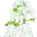 Cabilock Artificial Cherry Blossom Branches High Realism Fake Flowers for Wedding Arch Home Decor Silk Vines with Stems Easy Installation Decorative Flexibility for Wall Hanging (White)