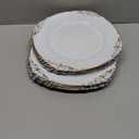 Okllen 12 Pack Plastic Round Charger Plates, 13" Dinner Charger Dessert Plates with Gold Rim, Vintage Charger Serving Plates for Catering, Wedding, Tabletop Decor, White, Floral Trim