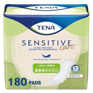 Tena Sensitive Care Female Incontinent Pad Regular Length 9" L 54358, 180 Ct