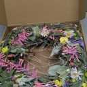 Bibelot Spring Wreaths for Front Door, 22 Inch Artificial Floral Wreath for Decoration with Daisy Lavender, Wildflower Wreaths for Indoor Outdoor Home Windows Wall Farmhouse Wedding Decor