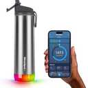 Hidrate Spark PRO Smart Water Bottle – Insulated Stainless Steel – Tracks Water Intake with Bluetooth, LED Glow Reminder When You Need to Drink – Straw Lid, 21oz, Brushed Steel
