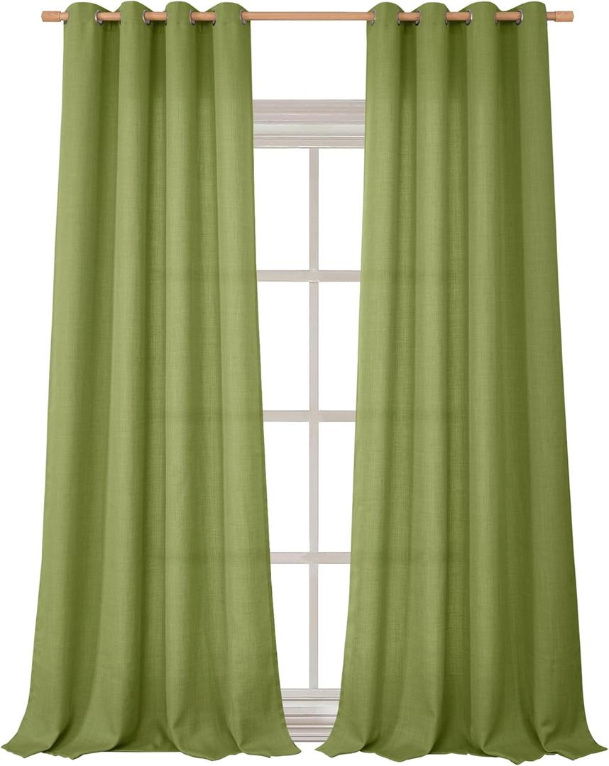 BGment 108 Inch Curtains Extra Long Curtains for Living Room, High Ceiling Floor Long Linen Look-Like Thick Burlap Textured Light Filtering Privacy Window Drapes, 52 x 108 Inch, Olive Green