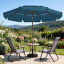 JEAREY 3 Tiers 9 FT Patio Umbrellas Outdoor Table Umbrella with Push Button Market Umbrella 8 Sturdy Ribs UV Protection Waterproof for Garden,Lake Blue