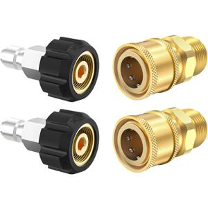 Twinkle Star Pressure Washer Quick Connect Fittings, Quick Connect Kit M22 14mm to 3/8 Inch, 4 Pieces (*M22-14mm 2 Set)